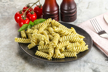 Italian pasta with basil pesto