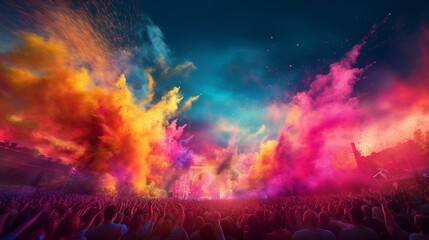 People at music festival. Colorful abstract background. illustration.