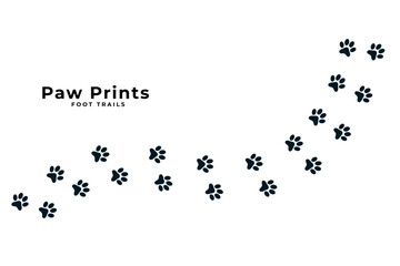 cute paw print trail white background design - obrazy, fototapety, plakaty