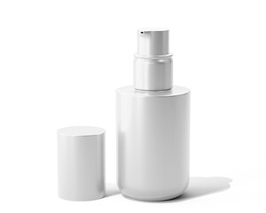 Blank White Glossy Luxury Cosmetic Spray Bottle Packaging Isolated On Transparent Background, Prepared For Mockup, 3D Render.