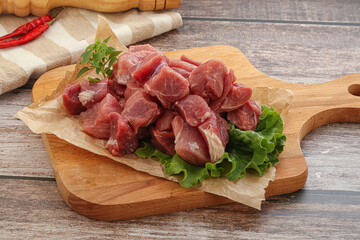 Raw pork cube for roast