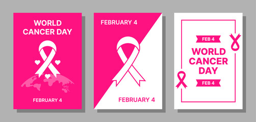 Set of vector A4 size world cancer day design.