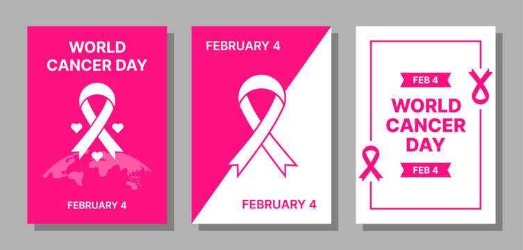 Set of vector A4 size world cancer day design.