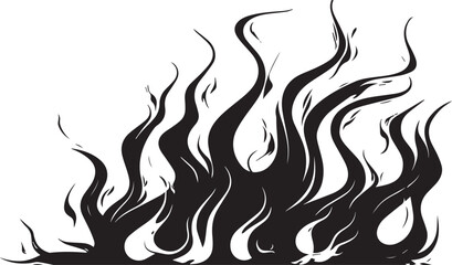 Fire Flame black silhouette on white 