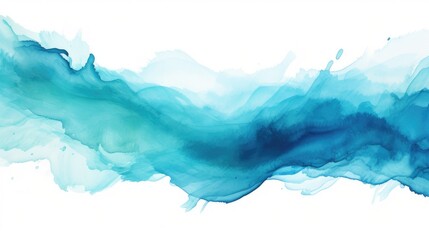 tranquil blue watercolor paint stroke, isolated white background. high-quality image for calming artwork, meditative visual projects, and peaceful creative presentations - obrazy, fototapety, plakaty