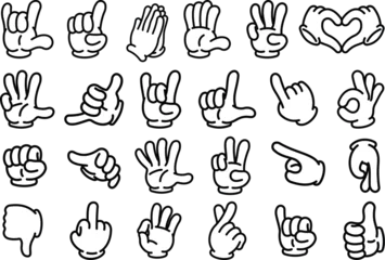 Foto op Plexiglas Set of Cartoon Hand In Gloves Gesture © Graphikal