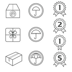minimalist vector design icon set bundle packing and finance and shopping
