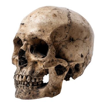 Skull isolated on transparent background, front view