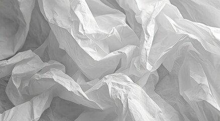 White crumpled fabric texture background. Close up of crumpled white fabric texture background