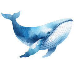 Blue whale Watercolor clip art