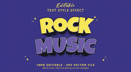 Editable text effect Rock Music 3d cartoon comic style