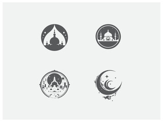 Obraz premium premium eid mubarak set logo design vector, vector and illustration,