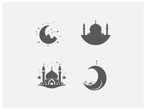 premium eid mubarak set logo design vector, vector and illustration,