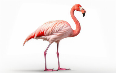 Image of vibrant pink flamingo isolated on white background