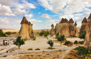 World Famous Fairy Chimneys of the Pasabag valley or Monk's valley with its unique mushroom like...
