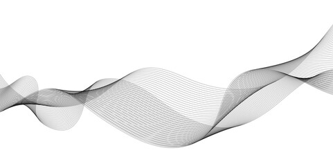 Abstract wavy grey stream element for design on transparent background isolated. frequency sound wave lines, technology, data science, business wave line background. Vector illustration.