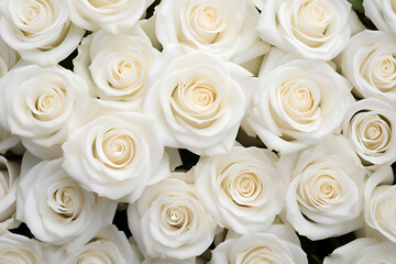 Obraz na płótnie Canvas White roses background. Close-up of a bouquet of white roses.