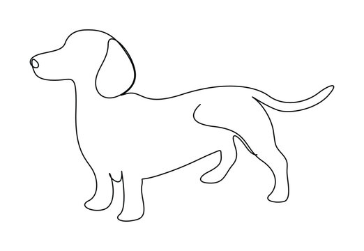 Continuous single line drawing of cute dachshund dog. Animal logo. Isolated on white background vector illustration. Free vector