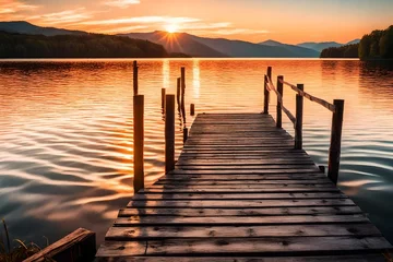 Foto op Plexiglas sunset on the lake © azka