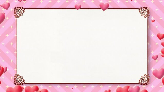 バレンタインデイ ハート ピンク 星 かわいいフレーム背景,cute,valentine's day,aniverssary,card,copy space,frame,heart