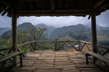 Pavilion for viewpoint in Cat Cat Village locate in Sa Pa Destrict, Lao Cai Province, Northern Vietnam