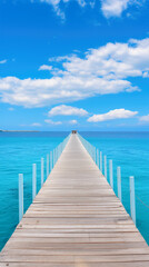 Fototapeta premium Ocean Views, Blue sky, Symmetry, Wanderlust, Pier, Solo traveler
