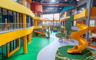 Fototapeta na wymiar The modern shopping mall playground for kids.