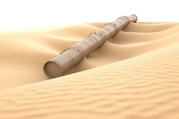 Pipeline in sand. 3D graphic. Clear background. Generative AI