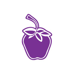 Purple Mangosteen Icon Illustration
