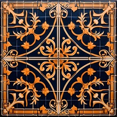 seamless pattern brown and black pattern with an image, in the style of dark orange and light navy