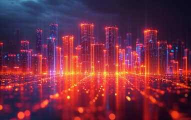 Smart city and abstract line and dot connect with gradient line design, big data connection technology concept. 