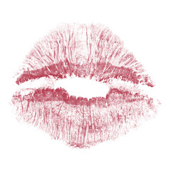 Beautiful red lips isolated on transparent background. red lipstick kiss . lips with lipstick mark...