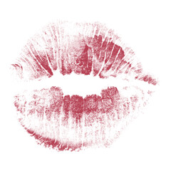 Beautiful red lips isolated on transparent background. red lipstick kiss . lips with lipstick mark on a white background.