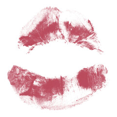 Beautiful red lips isolated on transparent background. red lipstick kiss . lips with lipstick mark...