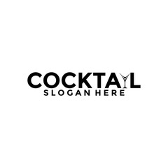Cocktail logo design vector vintage. alcohol drink icon. cocktail glass vector retro design template