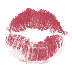Beautiful red lips isolated on transparent background. red lipstick kiss . lips with lipstick mark on a white background.