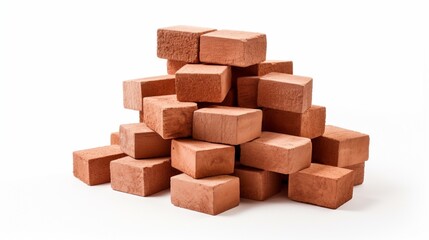 a pile of building bricks on a white background.