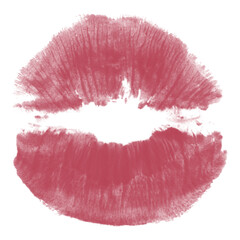 Beautiful red lips isolated on transparent background. red lipstick kiss . lips with lipstick mark on a white background. - obrazy, fototapety, plakaty