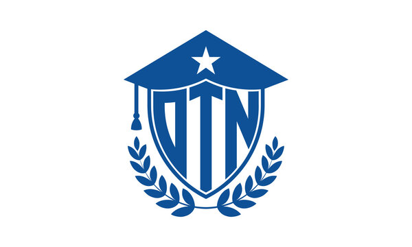 OTN three letter iconic academic logo design vector template. monogram, abstract, school, college, university, graduation cap symbol logo, shield, model, institute, educational, coaching canter, tech