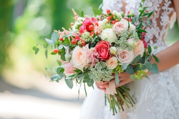 Wedding image and a bridal bouquet with flowers
