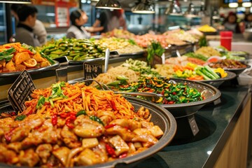 Fototapeta premium Traditional Asian food sold in an European shopping mall food court