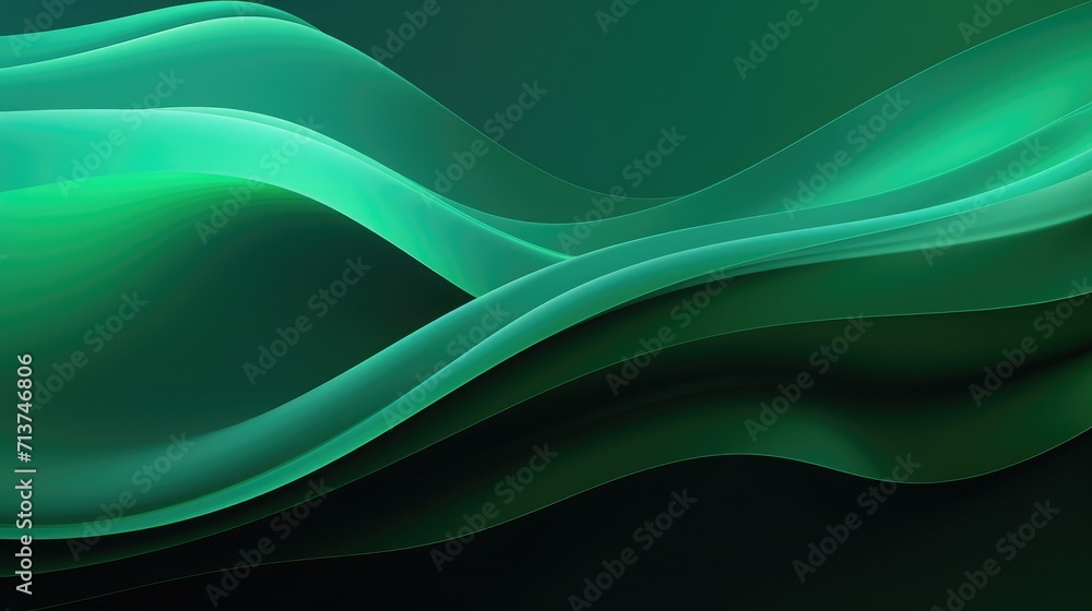 Wall mural abstract green waves background dynamic shapes composition vector illustration