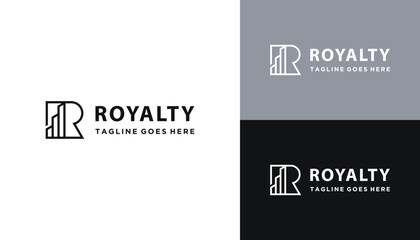 Obraz premium Modern Initial Letter R with Financial Graphic Line Art Logo Design