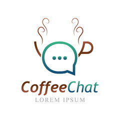 coffee chat logo design vector template