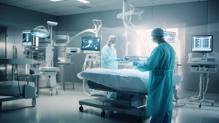 Landscape featuring the integration of 3D visualization technology in a surgical suite.
