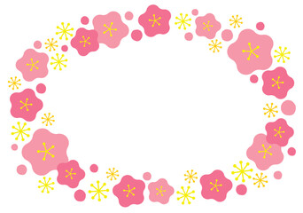 ほんわか梅の花のサークルフレーム01/ピンク