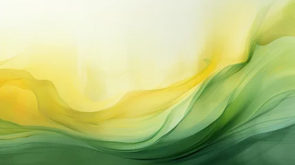 Foto op Canvas the dynamic interplay of radiant yellow and calming green tones, beautifully merged in fluid patterns, creating a mesmerizing and visually captivating background that exudes energy and serenity. © Khan