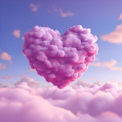 Fototapeta premium Heart shaped cloud in the sky. 3d render. Love concept.