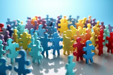 Interlocking puzzle pieces symbolizing cooperation and unity. Generative AI