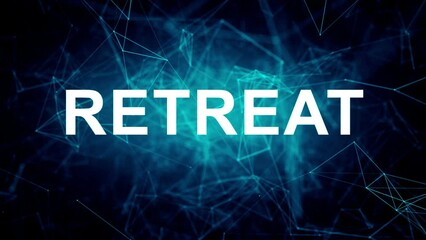 Animated futuristic texts about Yoga Retreat Center, yoga and retreat services